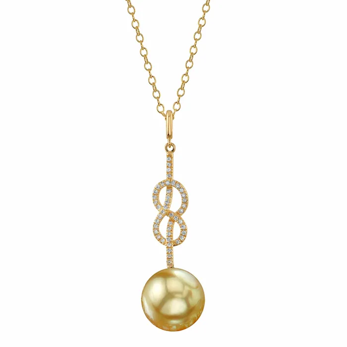 SPT Necklaces Golden South Sea Pearl Diamond Levana Infinity Pendant
