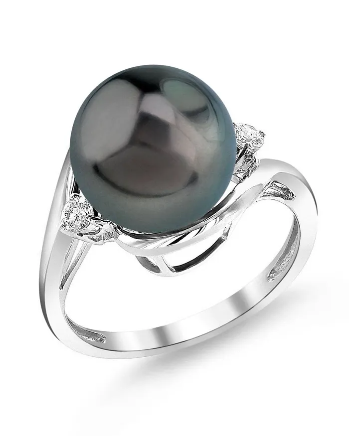 SPT Rings Black Tahitian Pearl Diamond Sorbet Cocktail Ring