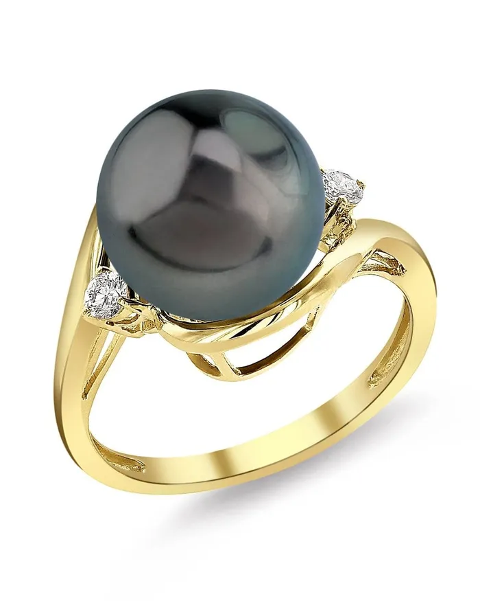 SPT Rings Black Tahitian Pearl Diamond Sorbet Cocktail Ring