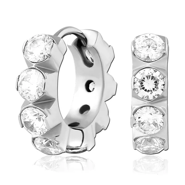 Tulsa Body Jewelry Earrings Chunky CZ Hinged Hoop Earrings