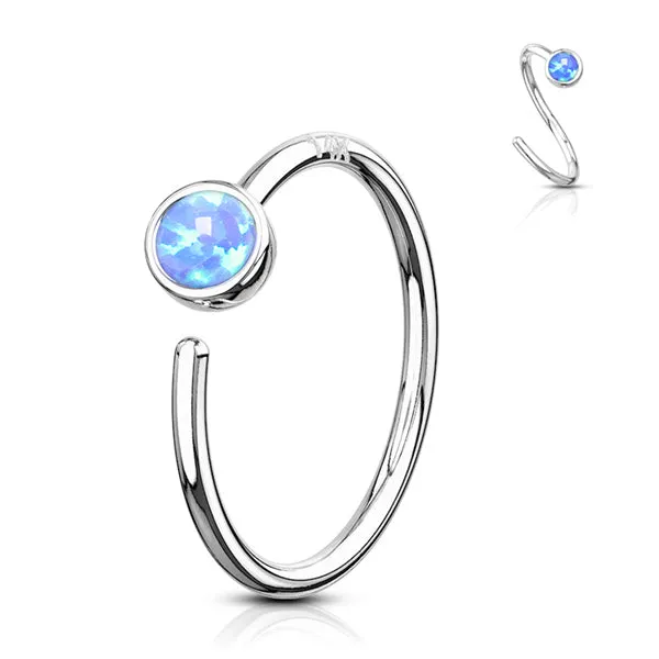 Tulsa Body Jewelry Earrings Opal White 14k Gold Nose Hoop