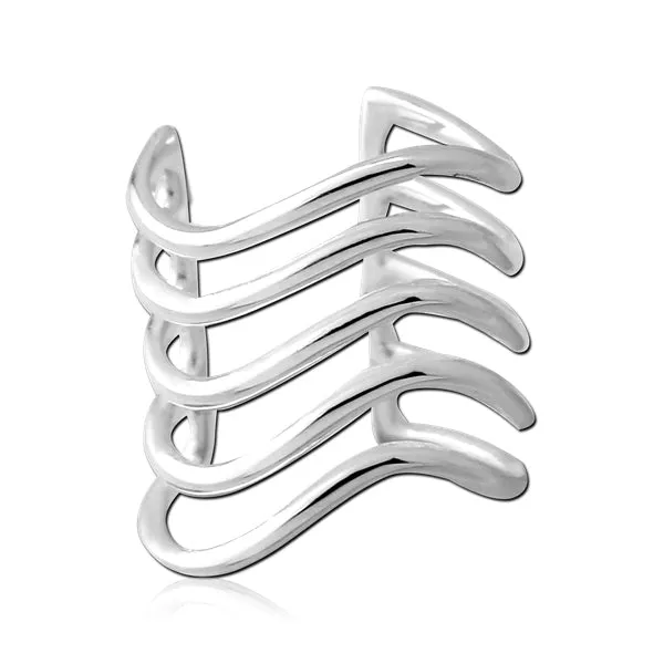 Tulsa Body Jewelry Earrings Sterling Silver Five Wave Ear Cuff