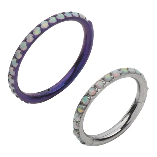Tulsa Body Jewelry SideOpal Titanium Hinged Ring Rings