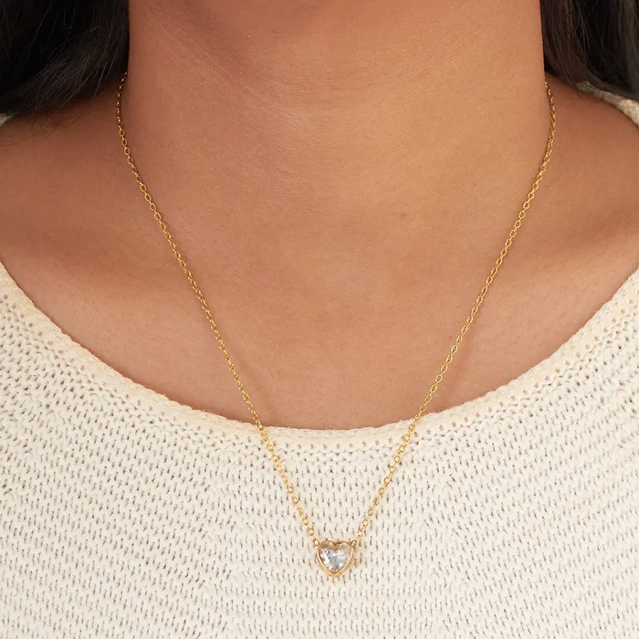 Upakarna Necklaces Diamond Heart Necklace Gift Set