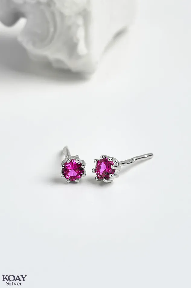 Zircon 031 Hot Pink Earring KOAY Silver Store Earrings