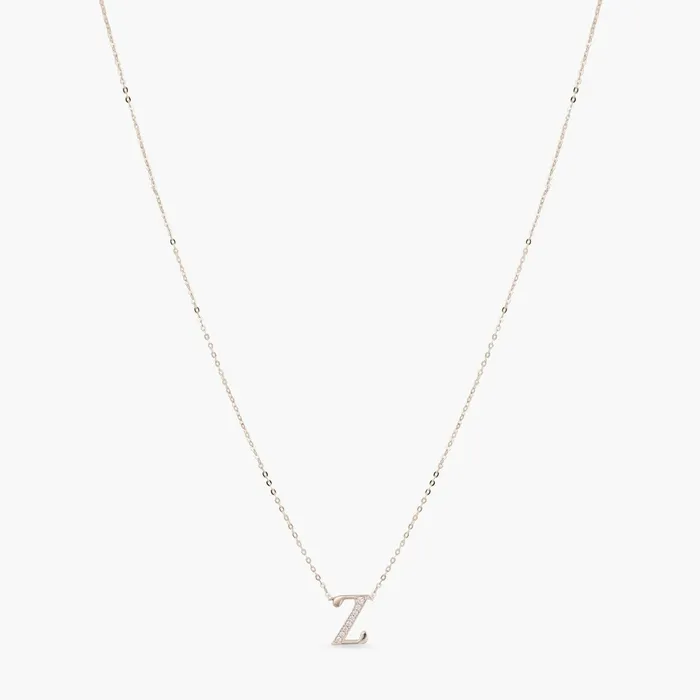 Alphabet AZ Charms CZ WhiteGold Plated Silver Necklace SILVER Necklaces
