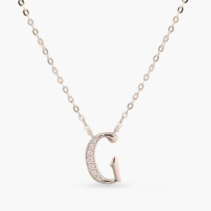 Alphabet AZ Charms CZ WhiteGold Plated Silver Necklace SILVER Necklaces