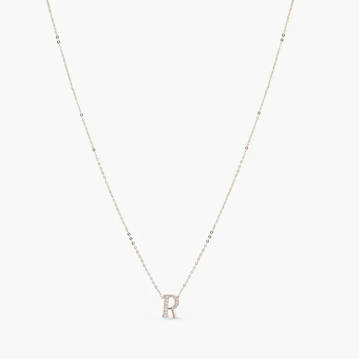 Alphabet AZ Charms CZ WhiteGold Plated Silver Necklace SILVER Necklaces