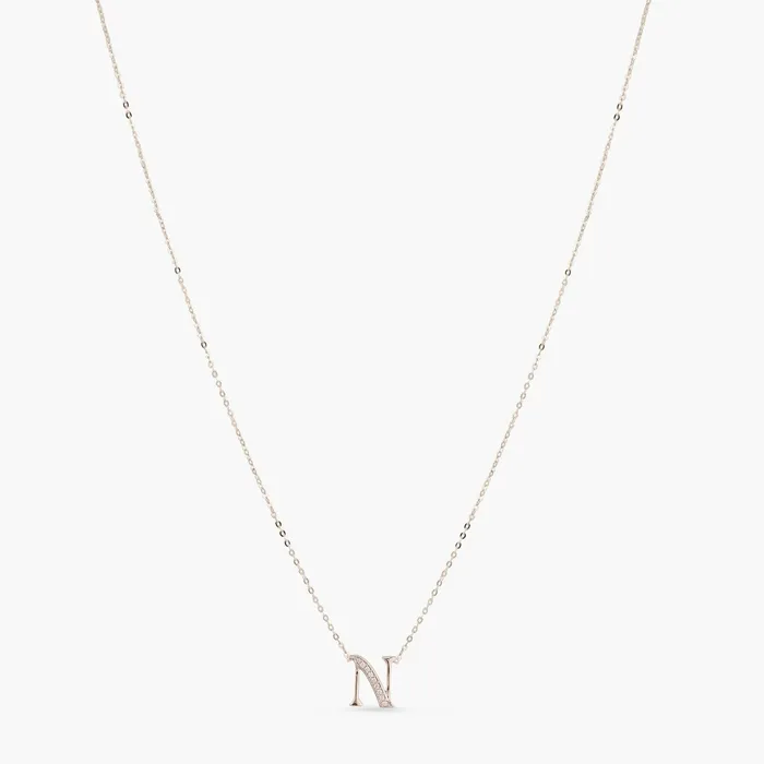 Alphabet AZ Charms CZ WhiteGold Plated Silver Necklace SILVER Necklaces