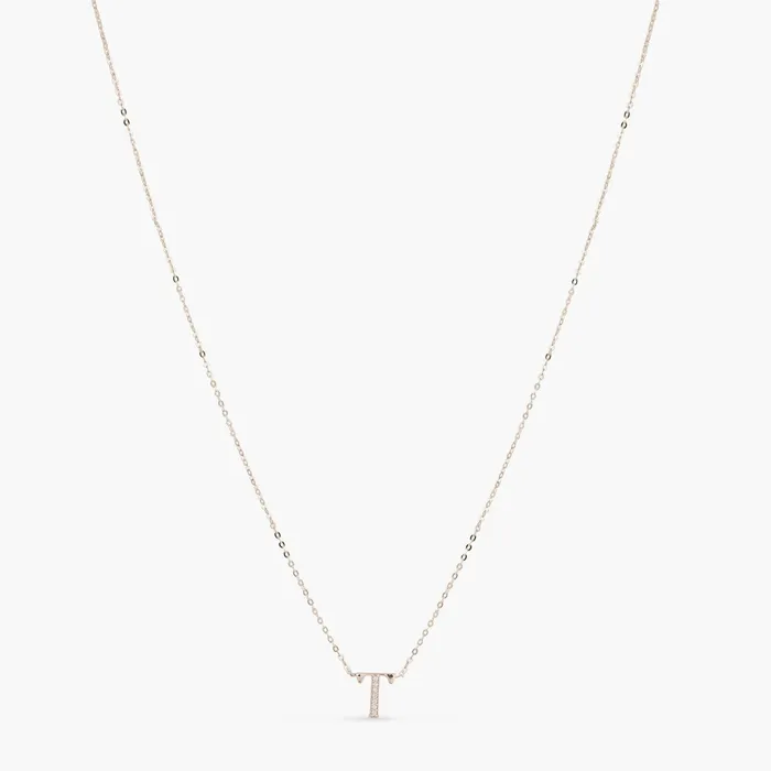 Alphabet AZ Charms CZ WhiteGold Plated Silver Necklace SILVER Necklaces