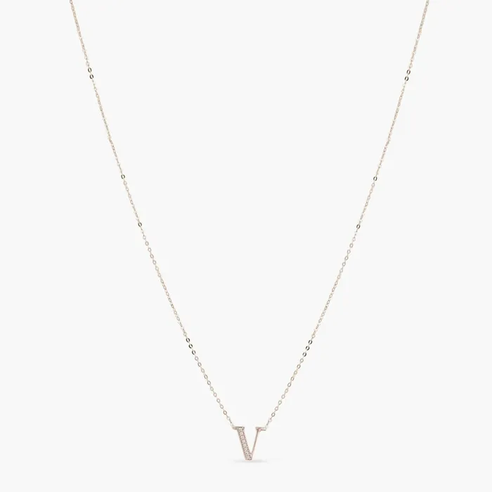 Alphabet AZ Charms CZ WhiteGold Plated Silver Necklace SILVER Necklaces