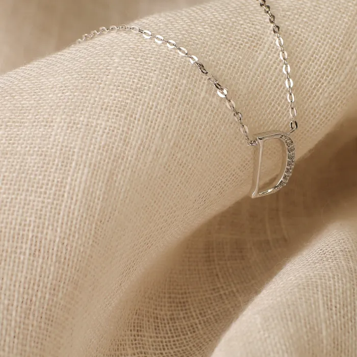 Alphabet AZ Charms CZ WhiteGold Plated Silver Necklace SILVER Necklaces