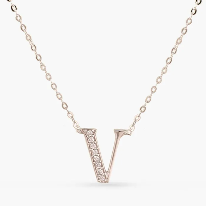 Alphabet AZ Charms CZ WhiteGold Plated Silver Necklace SILVER Necklaces