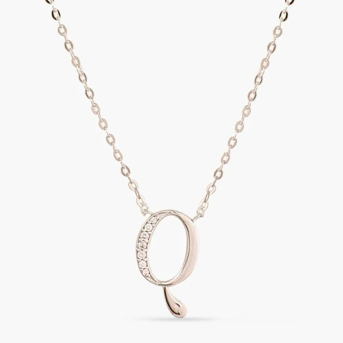 Alphabet AZ Charms CZ WhiteGold Plated Silver Necklace SILVER Necklaces