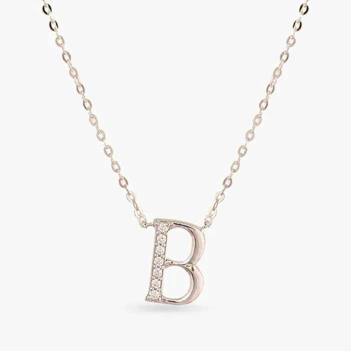 Alphabet AZ Charms CZ WhiteGold Plated Silver Necklace SILVER Necklaces