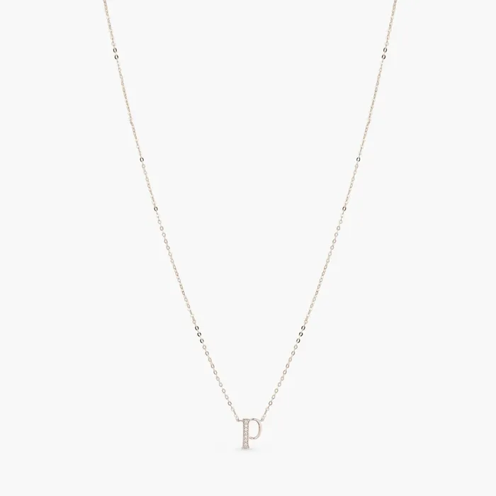 Alphabet AZ Charms CZ WhiteGold Plated Silver Necklace SILVER Necklaces