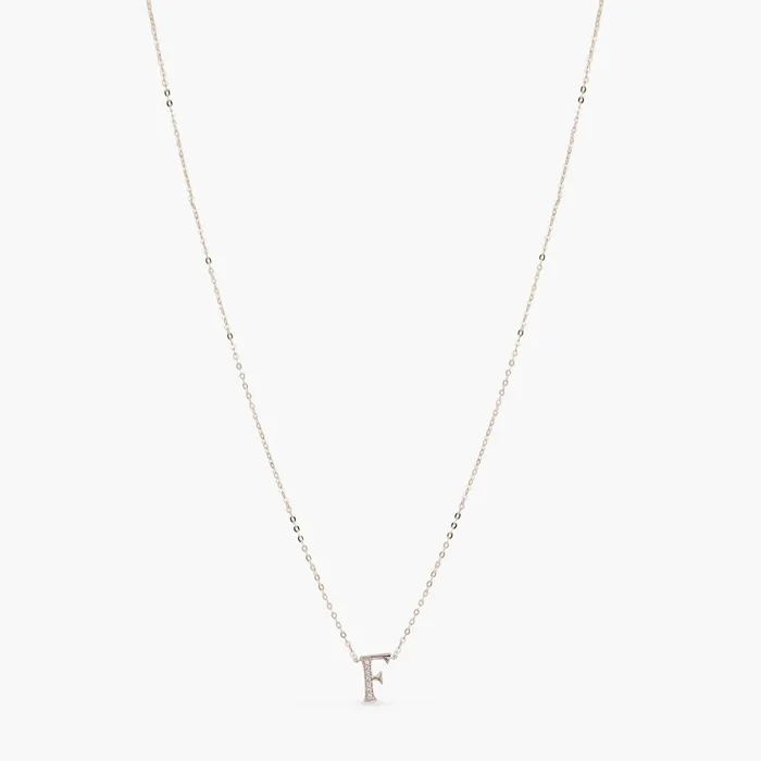 Alphabet AZ Charms CZ WhiteGold Plated Silver Necklace SILVER Necklaces