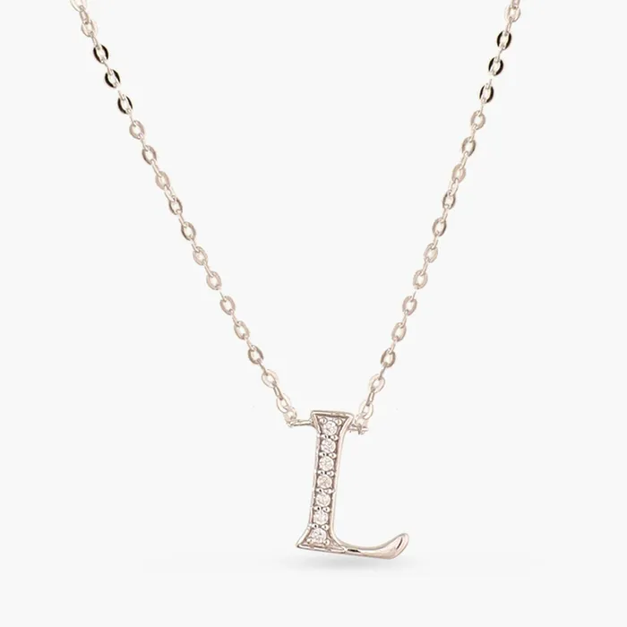 Alphabet AZ Charms CZ WhiteGold Plated Silver Necklace SILVER Necklaces