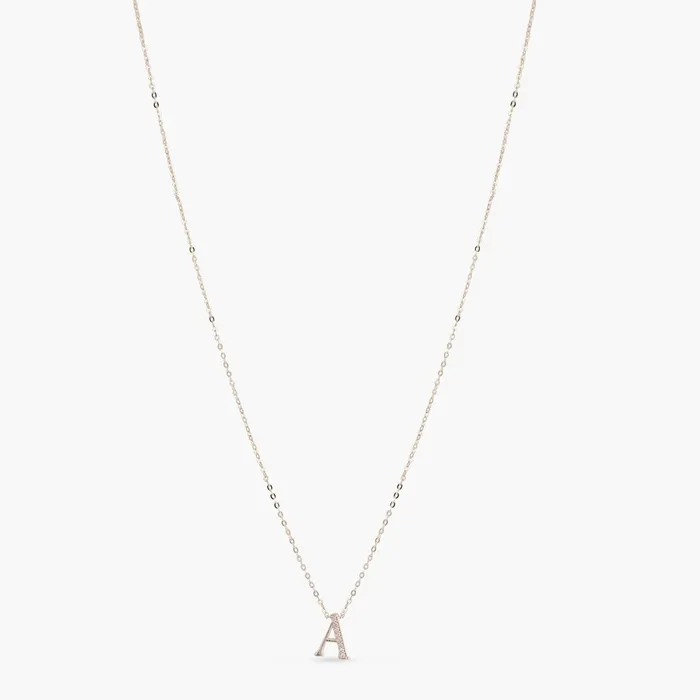 Alphabet AZ Charms CZ WhiteGold Plated Silver Necklace SILVER Necklaces