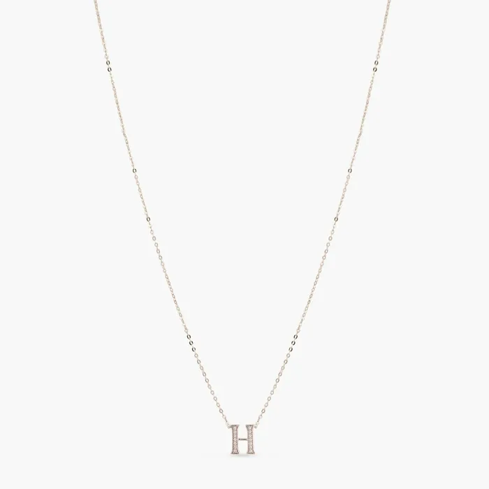 Alphabet AZ Charms CZ WhiteGold Plated Silver Necklace SILVER Necklaces