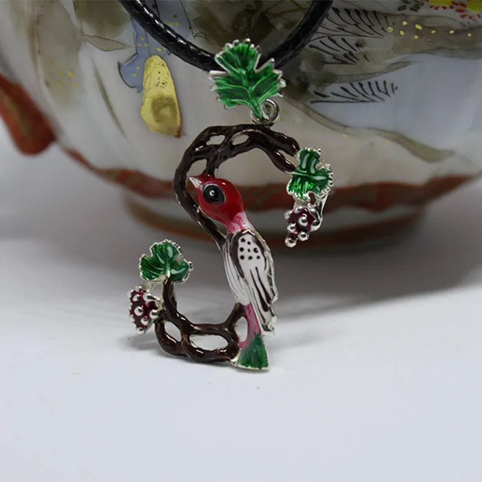 ArtZard Necklaces ArtZard Armenian Bird Letter Trchnakir Silver Pendant with Enamel