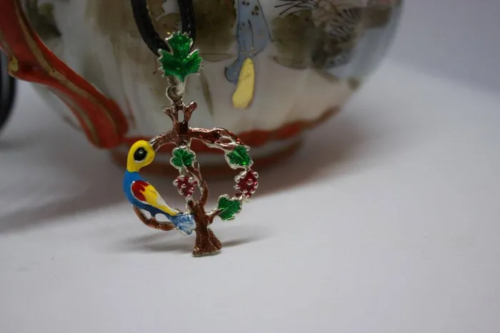 ArtZard Necklaces ArtZard Armenian Bird Letter Trchnakir Silver Pendant with Enamel