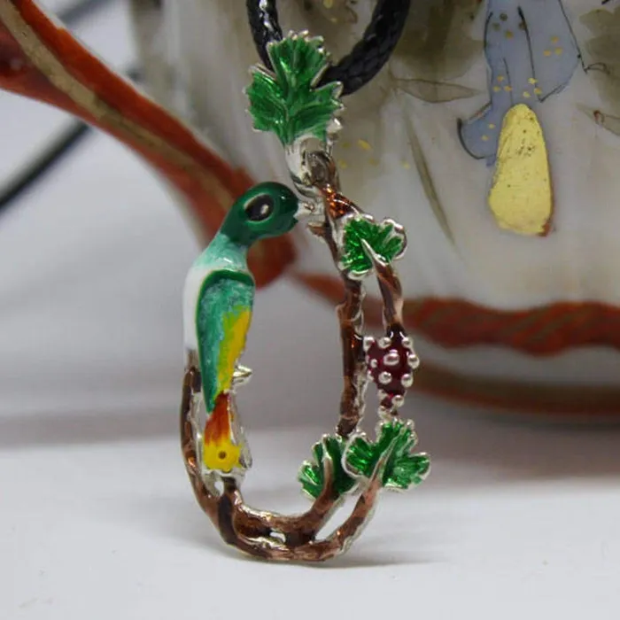 ArtZard Necklaces ArtZard Armenian Bird Letter Trchnakir Silver Pendant with Enamel