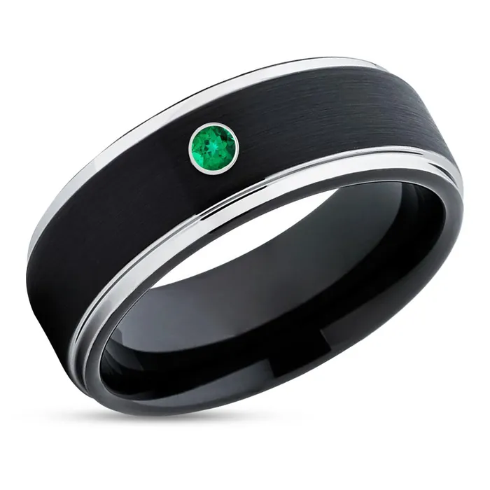 Black Wedding Ring Emerald Wedding Ring Tungsten Wedding Band Black Ring Clean Casting Jewelry Rings Black Wedding Ring Emerald Wedding Ring Tungsten Wedding Band Black Ring Clean Casting Jewelry Rings