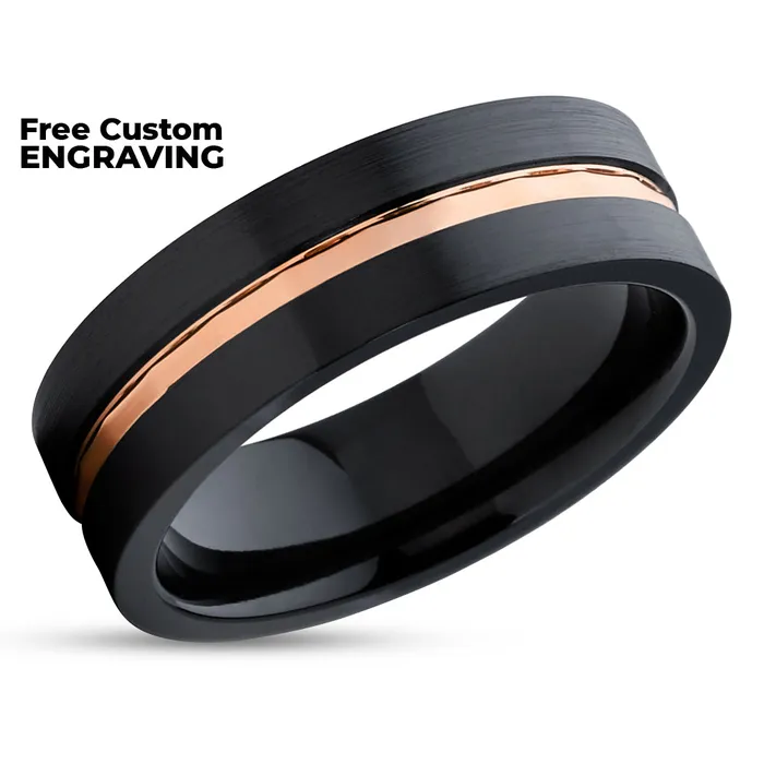 Black Zirconium Ring Black Wedding Ring 14k Rose Gold Zirconium Ring Black Ring Clean Casting Jewelry Rings