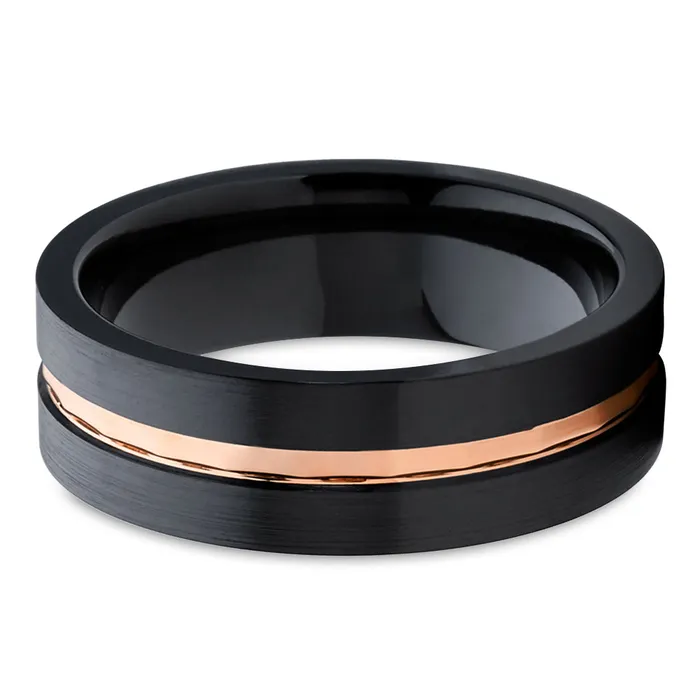 Black Zirconium Ring Black Wedding Ring 14k Rose Gold Zirconium Ring Black Ring Clean Casting Jewelry Rings