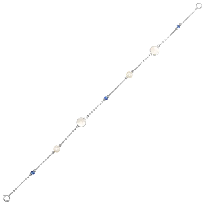 Bracelets Pearl Mother of Pearl Bracelet with Sapphire International Diamond Center Bracelets Pearl Mother of Pearl Bracelet with Sapphire International Diamond Center