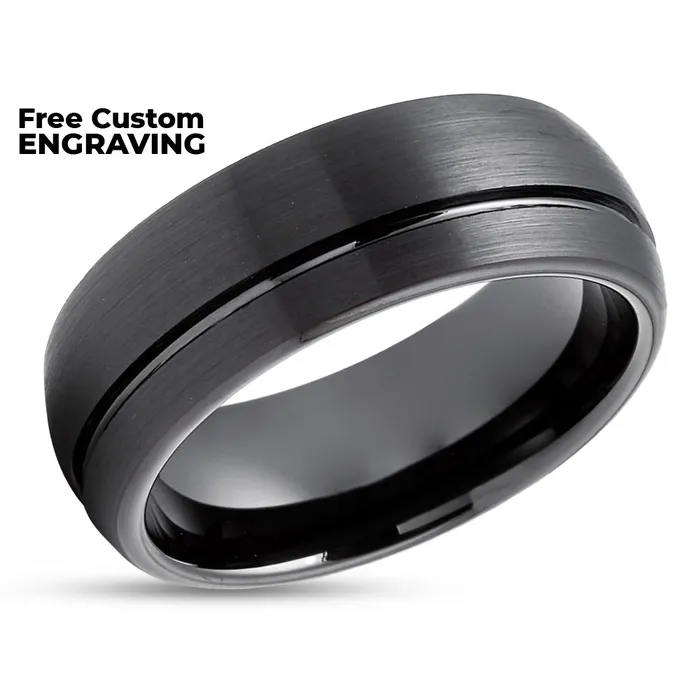 Clean Casting Jewelry Black Wedding Ring Black Wedding Band Mens Ring Womens Ring Tungsten Ring Rings