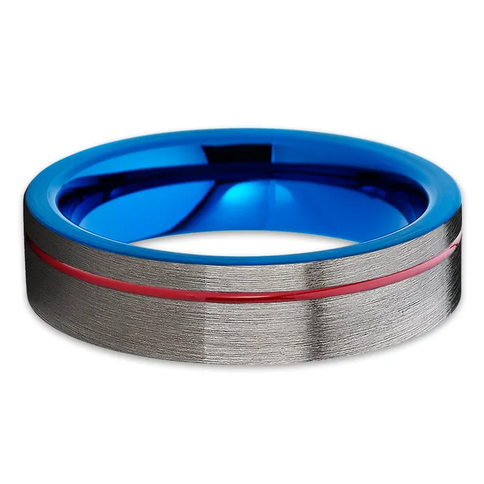 Clean Casting Jewelry Gunmetal Wedding Ring Red Tungsten Ring Tungsten Wedding Band Blue Ring Rings