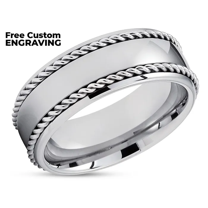 Clean Casting Jewelry Mens Tungsten Wedding Band Braid Tungsten Ring Tungsten Carbide 8mm Rings