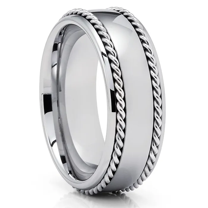 Clean Casting Jewelry Mens Tungsten Wedding Band Braid Tungsten Ring Tungsten Carbide 8mm Rings