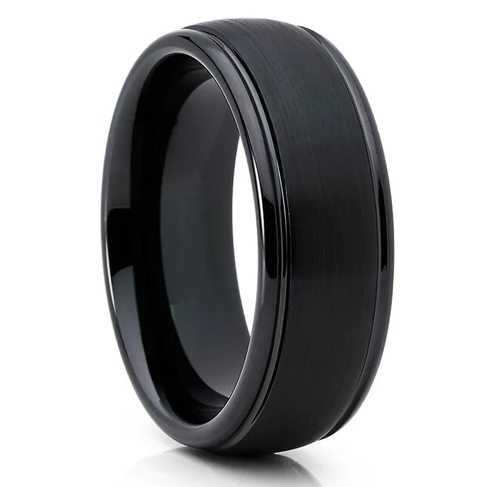 Clean Casting Jewelry Rings 8mm Black Tungsten Ring Black Ring Tungsten Wedding Band Black Wedding Ring