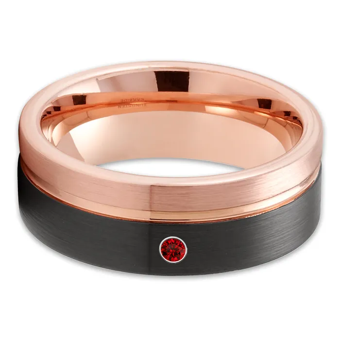 Clean Casting Jewelry Rings Black Tungsten Wedding Band Rose Gold Wedding Ring Ruby Wedding Ring Black Ring