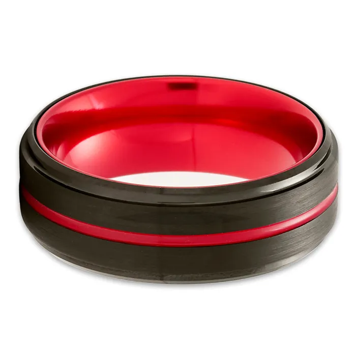 Clean Casting Jewelry Rings Red Tungsten Wedding Ring Black Wedding Ring Tungsten Wedding Ring Red Ring