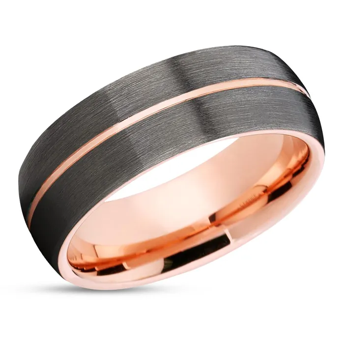 Clean Casting Jewelry Rings Rose Gold Tungsten Brushed Gunmetal Tungsten Band Rose Gold Tungsten Ring Clean Casting Jewelry Rings Rose Gold Tungsten Brushed Gunmetal Tungsten Band Rose Gold Tungsten Ring