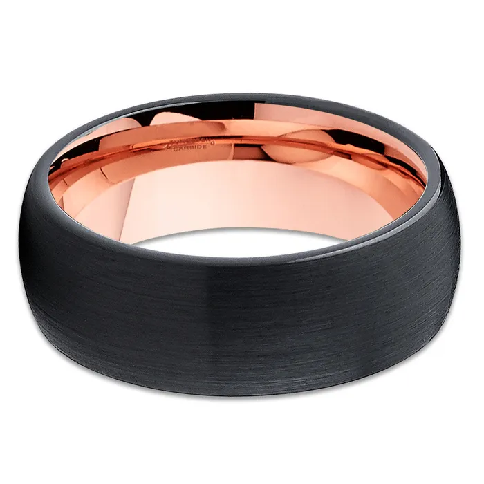 Clean Casting Jewelry Rings Rose Gold Tungsten Ring Dome Tungsten Ring Black Tungsten Ring Black Ring