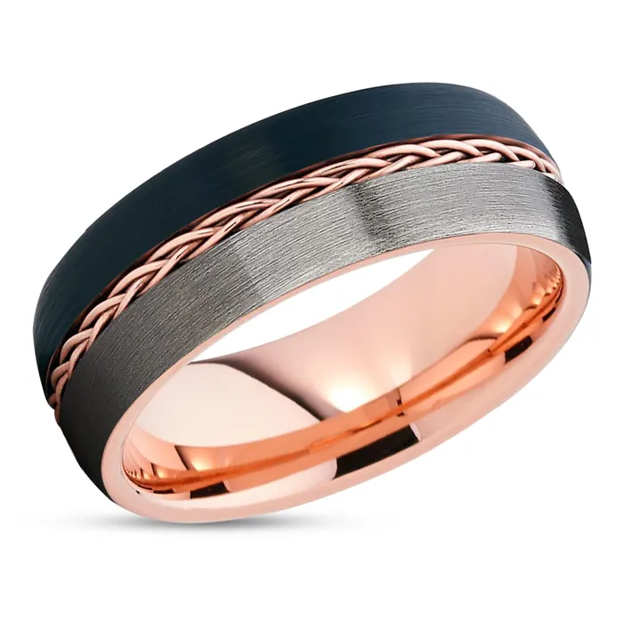 Clean Casting Jewelry Rings Rose Gold Tungsten Wedding Band Gunmetal Rose Gold Ring Braid Ring Clean Casting Jewelry Rings Rose Gold Tungsten Wedding Band Gunmetal Rose Gold Ring Braid Ring