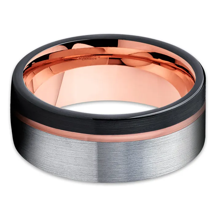 Clean Casting Jewelry Rings Rose Gold Tungsten Wedding Ring Black Wedding Ring Rose Gold Ring Tungsten Wedding Ring