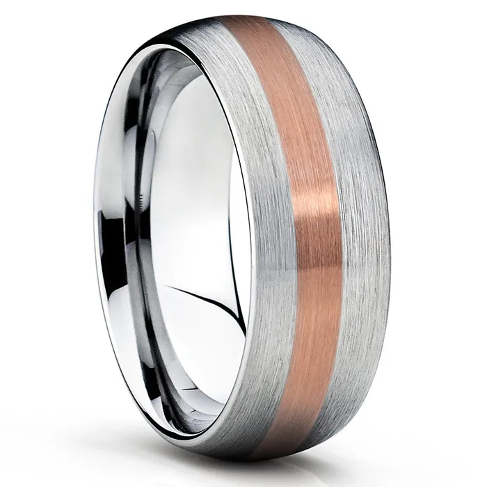 Clean Casting Jewelry Rings Titanium Wedding Band Mens Wedding Band 14K Rose Gold Wedding Ring