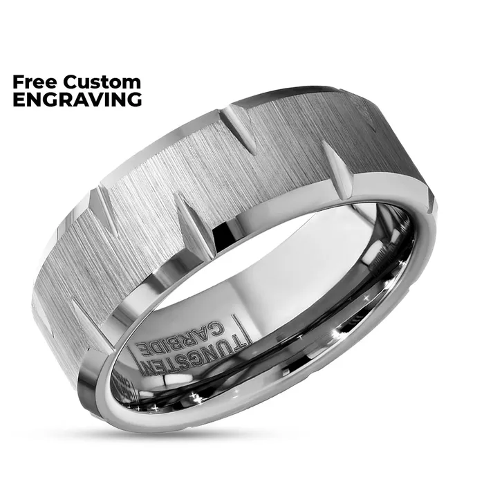 Clean Casting Jewelry Silver 8mm Wedding Ring Tungsten Wedding Band Tungsten Carbide Ring Wedding Ring Rings