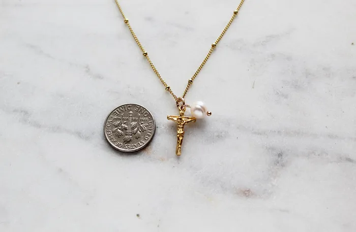 Crucifix Pearl Necklace TheLittleCatholic Necklaces