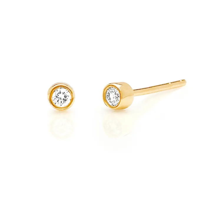 Earrings EF Collection Diamond Bezel Stud Earrings