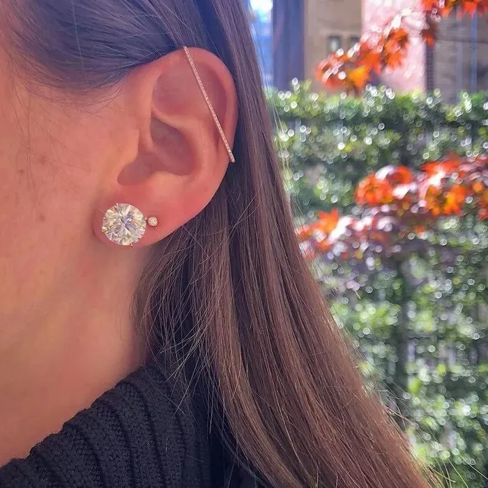 Earrings EF Collection Diamond Bezel Stud Earrings