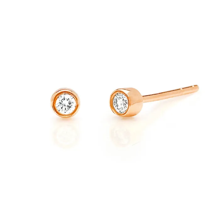 Earrings EF Collection Diamond Bezel Stud Earrings