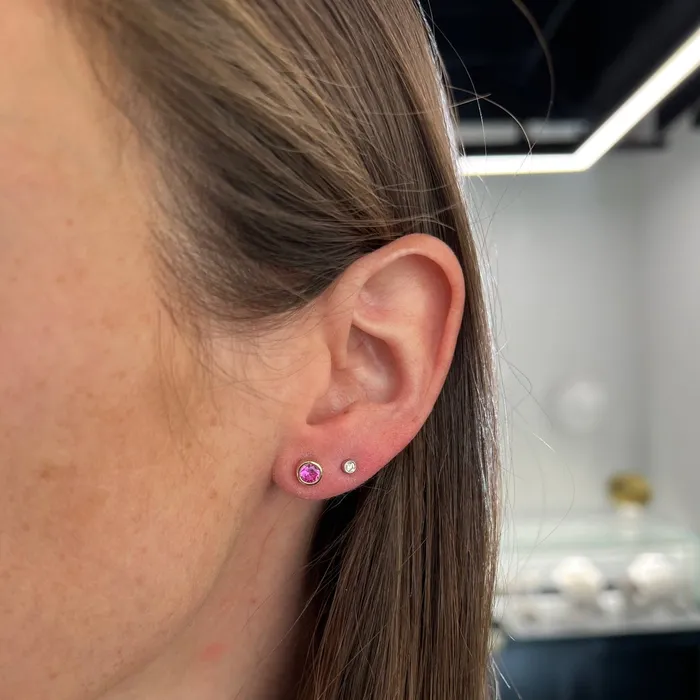 Earrings EF Collection Diamond Bezel Stud Earrings