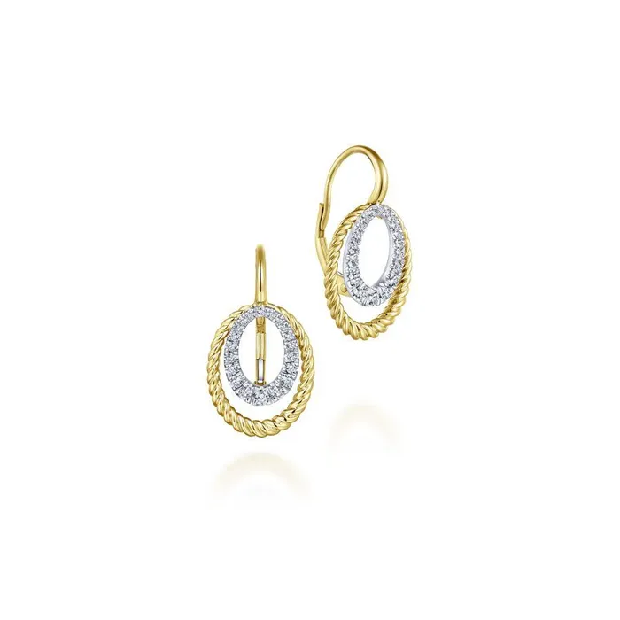 Earrings International Diamond Center Gabriel Co Hampton White Yellow Gold Earrings 039 CTW
